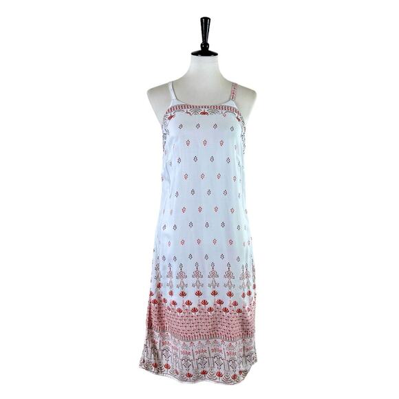 Lapogee Shift Dress Sleeveless Boho Cream Red Print Women’s Size Medium - Picture 1 of 12